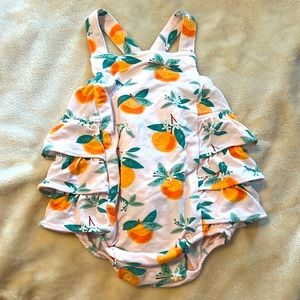 Angel dear baby girl orange blossoms ruffle sun suit  size 0-3 months